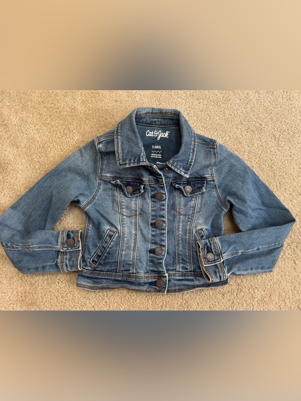 Cat & Jack Girls' Sz 6/6X Blue Denim Jacket